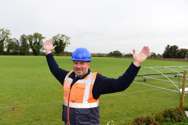 Site manager Wayne in front of the cricket pitch at The Wickets in Earls Barton