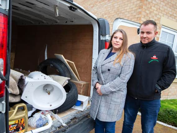 Joanne and Justin Carlin now have a flytipped toilet in their van after they were turned away from the tip.