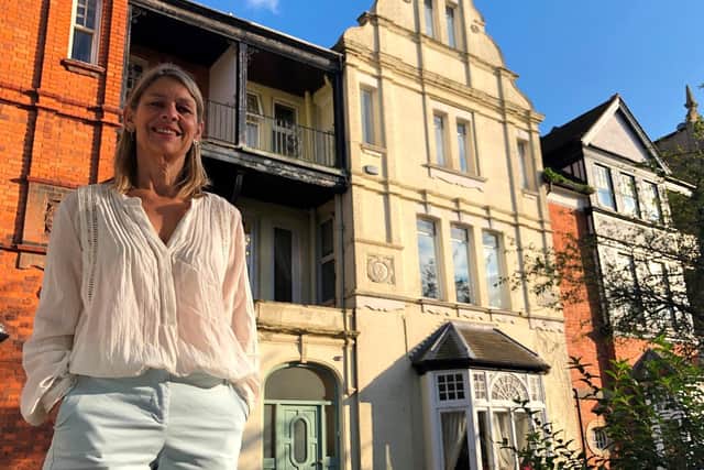 Amanda Lyon-Brown outside her B&B, Ambles, on East Park Parade, Northampton. Photo: Studio Lambert/Channel 4
