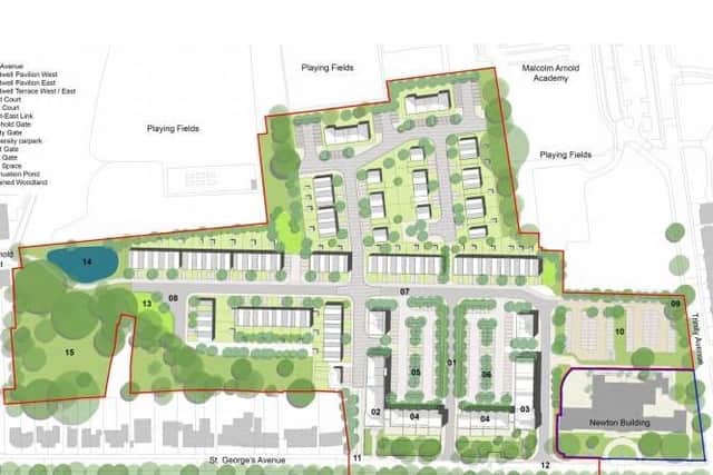 An illustrative masterplan of how the new homes could be laid out on the new site.