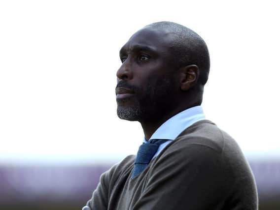 Sol Campbell returned to Sixfields in April, 2019 when he was manager of Macclesfield Town