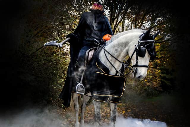 Amanda Drage became the Headless Horseman this afternoon
