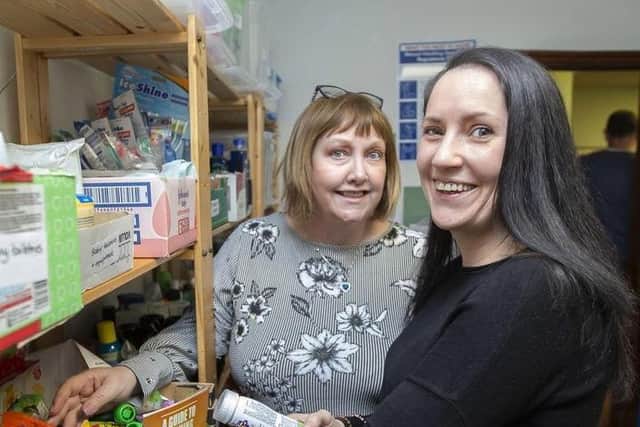 Anne Woodly (left), with volunteer Gemma Carter in 2019. Photo: Kirsty Edmonds.