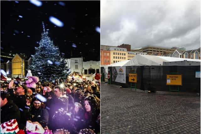 The testing centre in Market Square will be removed to make way for the Christmas tree.