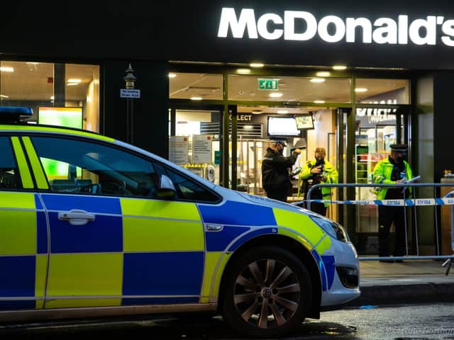 Armed police answered a 999 call to the incident at McDonald's last month. Photo: Jensen Houghton