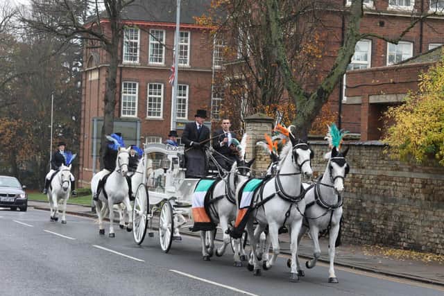 A horse and carriage in Bowling Green Road this morning.