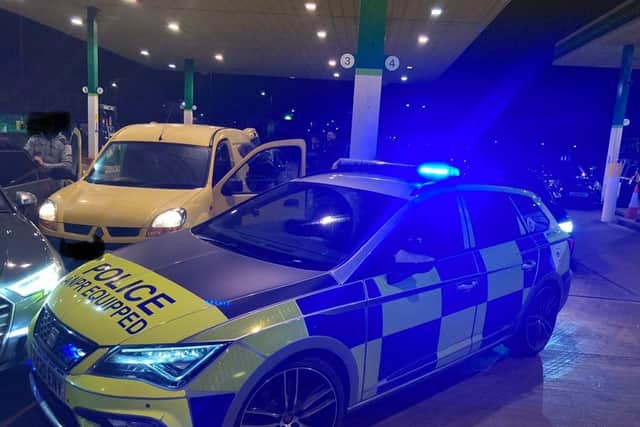 Police cornered the getaway van at Watford Gap services in the early hours of Tuesday morning. Photo: @Northants_RCT