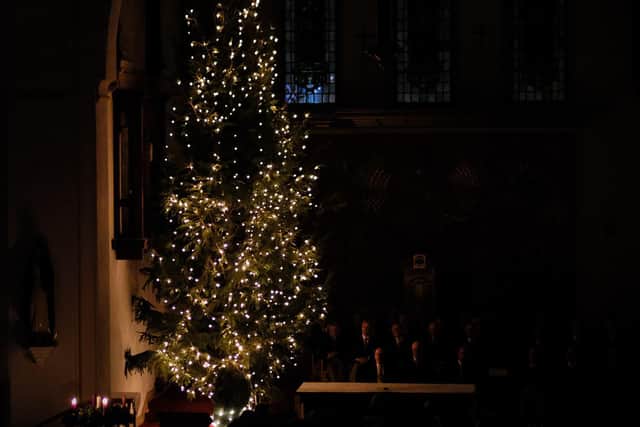 The tree pictured lit up at last year's ceremony.