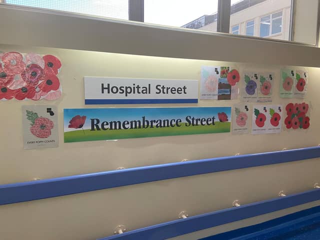 The hospital's long corridor, Hospital Street, has been renamed Remembrance Street this week as we mark the fallen for Remembrance Day.