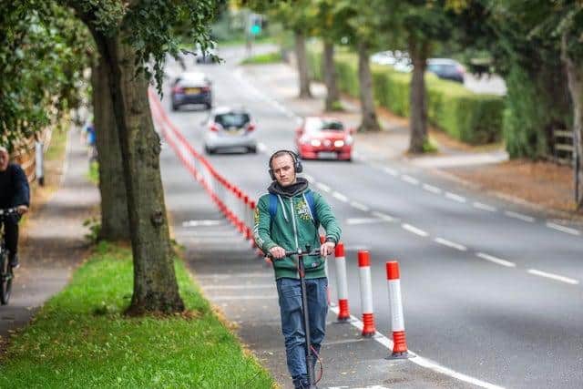 Residents say there was nothing wrong with the white line before the orange cones were put in place. Picture by Kirsty Edmonds.