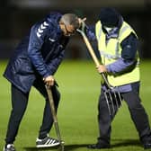 Keith Curle gave the groundstaff a helping hand before last month's EFL Trophy tie against Southampton U21s.