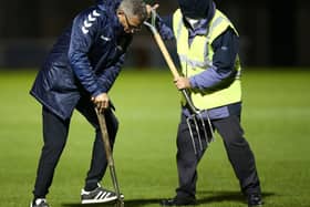 Keith Curle gave the groundstaff a helping hand before last month's EFL Trophy tie against Southampton U21s.