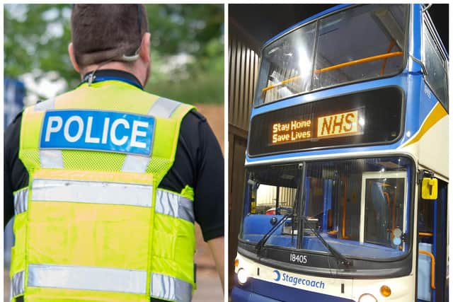 Police are hunting a man who spat at a Stagecoach bus driver at Weston Favell on Monday