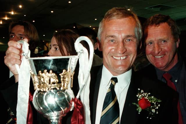 Denis Casey enjoys the Cobblers' 1997 Wembley play-off final win