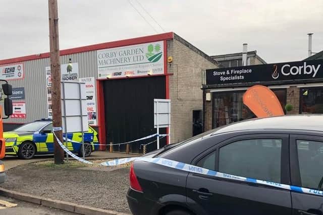 The incident occurred overnight at this garden machinery outlet in Corby