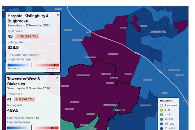 Covid infection rates are currently highest in parts of South Northamptonshire