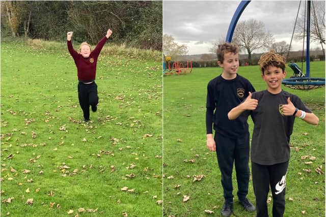 Pupils from Stoke Bruerne Primary School completed as many laps as possible of their school field to raise money for rough sleepers.