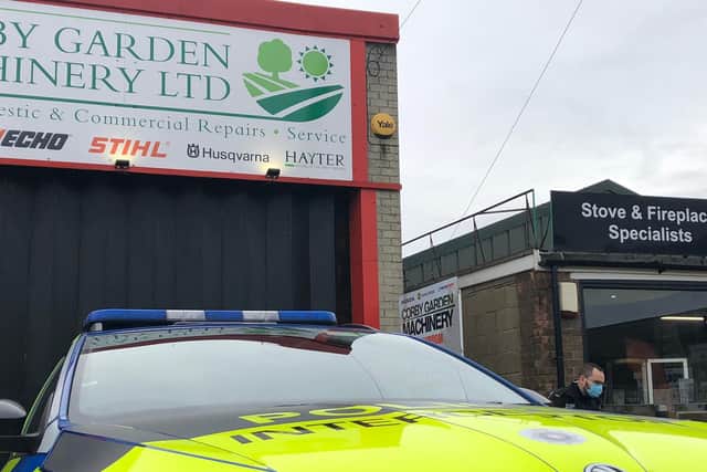 Police at the scene on Friday.