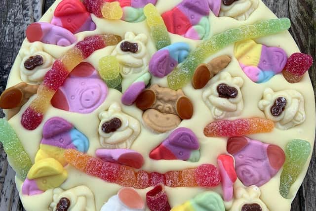 Amy offers a 'create your own' section for the toppings on her chocolate.