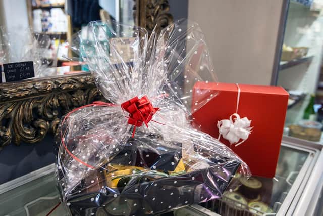 The contents of the Christmas present hamper can be filled with whatever customers choose from in the shop.