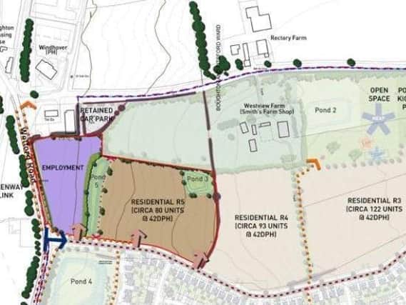 Latest drawings show where the employment park and 85 homes will be built.
