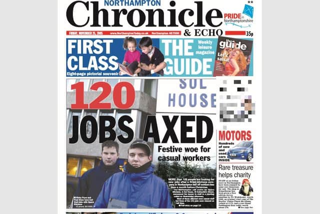 The front page of the Chronicle & Echo on Friday, November 25, 2005