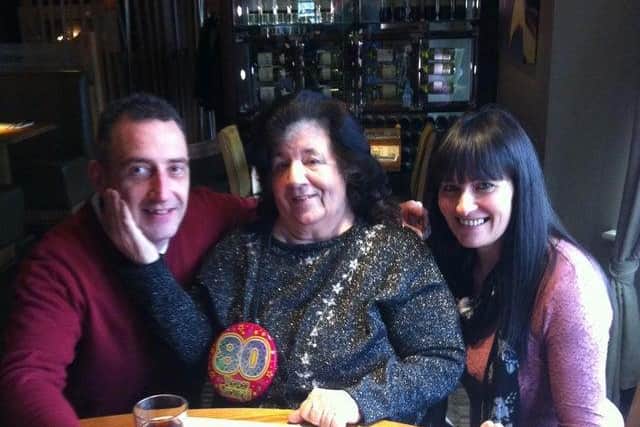 James Steele with his mum Betty and wife Laura