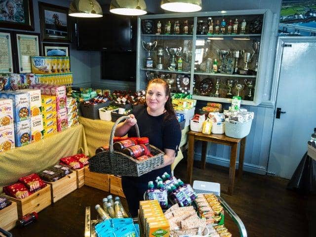 Teresa McCarthy-Dixon, the landlady of the Swan and Helmet, pictured back in May this year after turning her pub into a food bank during the first lockdown.