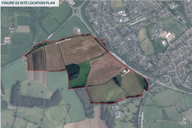 The site boundary, running alongside the A45, is shown in red.