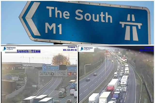 Highways England jamcams showed the queues heading south on the M1 on Wednesday morning
