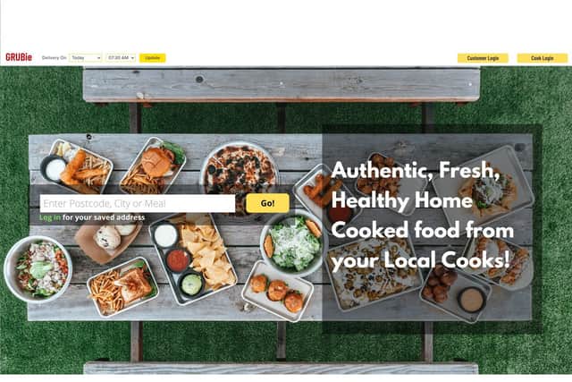 The landing page of GRUBie's website