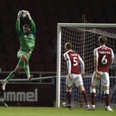 Steve Arnold comes out to claim a cross en route to his first clean sheet of the season against Fleetwood Town on Tuesday. Pictures: Pete Norton