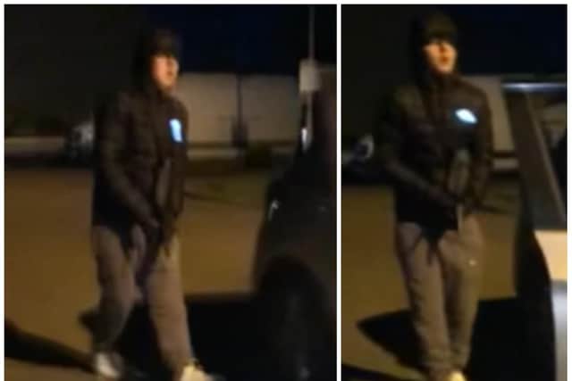 Police want to speak to this man following an incident in Grange Park last month. Photos: Northants Police