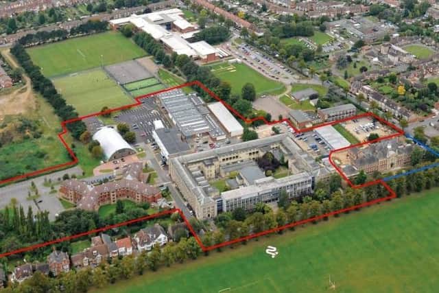 The campus is in the town centre next to the Racecourse.