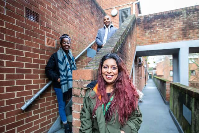 Shereen Ingram (Left) with Roy Morrison and Hannah Litt (Front) from Amplified NN.
