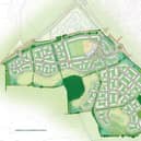 An illustrative masterplan showing a potential layout for the 1,100 homes on the Malabar Farm site.
