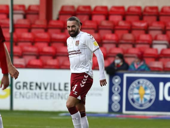 Ricky Holmes scored after just three minutes at Crewe, his first goal since returning to the Cobblers last month. Pictures: Pete Norton