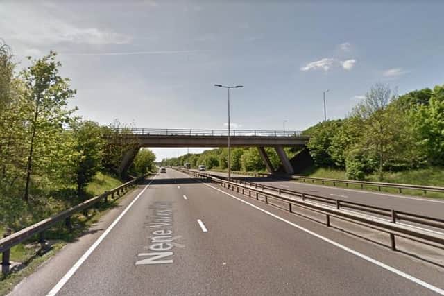 The rock mashed the windscreen of the lorry and hit the driver in the face, causing an eye injury