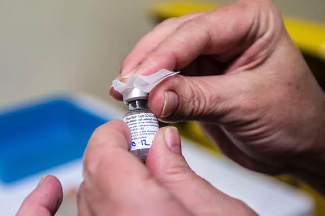 The Pfizer vaccine is being administered today by doctors at local surgeries. Pictures by Kirsty Edmonds.
