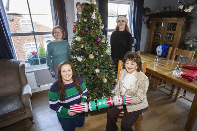 Northampton Community Christmas launched at the Swan and Helmet.
Front L-R Teresa McCarthy-Dixon and Philomena Doherty (The Shamrock Club)
Back L-R Bianca Todd (Community Court Yard) and Liberty Windmill (Smoke Pit). Photo: Kirsty Edmonds.