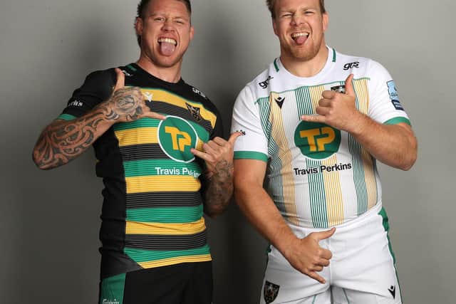 Teimana Harrison and Paul Hill having fun at the pre-season photo day
