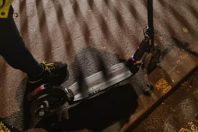 The electric scooter was confiscated because the rider did not have any insurance to ride it on public roads.