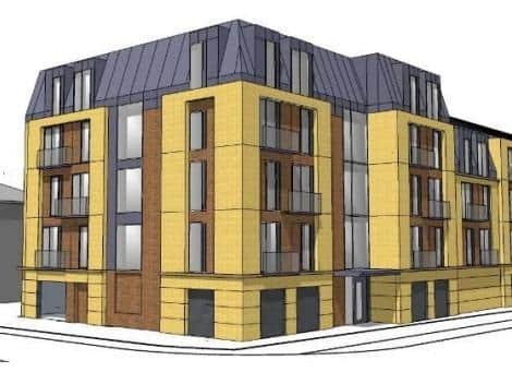 A sketch showing how the apartment block could look.