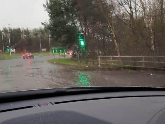 Bad surface water just of the A45 in Hardingstone.