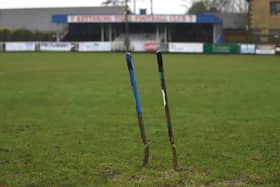 The Boxing Day derby between Kettering Town and Brackley Town has been called off due to a waterlogged surface at Latimer Park. Picture by Peter Short