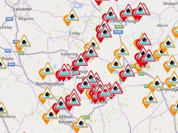 more than 40 Environment Agency warnings and alerts remain in force across Northants