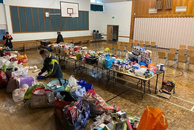 Hundreds of essential items have been donated to residents who may have lost their belongings in the floods.