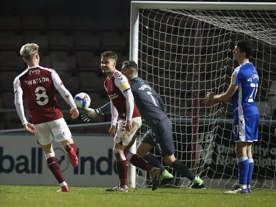Danny Rose is all smiles after netting for the Cobblers in their win over Gillingham on Tuesday (Picture: Pete Norton)