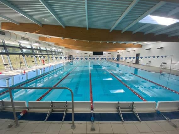 The six-lane, 25m swimming pool with moveable floor at Moulton Leisure Centre