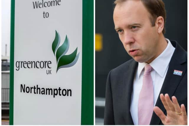 Health Secretary Matt Hancock's intervention led to the Greencore factory being shut down following an outbreak in Northampton